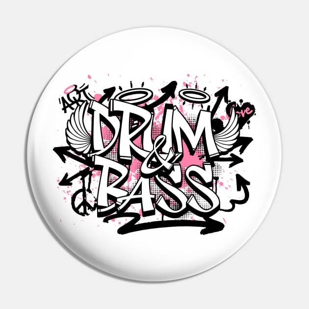 DRUM & BASS - Grafitti Steez (pink/black) Pin by DISCOTHREADZ 