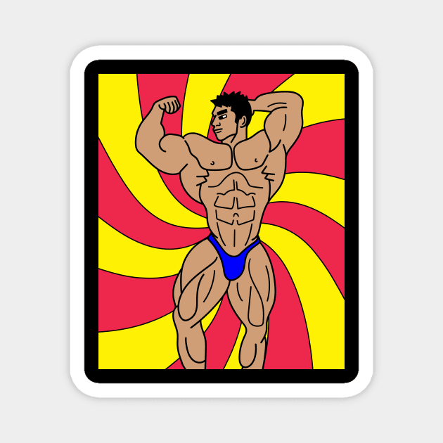 Retro Bodybuilding Lifting Weights Magnet by flofin