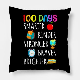 Smarter Kinder Stronger Brighter 100 Days Of School Teacher Pillow