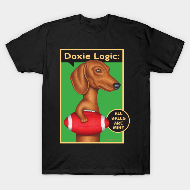 Discover Dachshund Holding Red Football - Dachshund Lover - T-Shirt