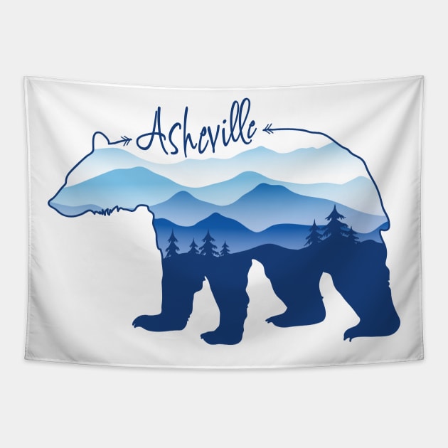 Asheville Blue Ridge Mountains - Black Bear - Blue WB 26 Tapestry by AVL Merch