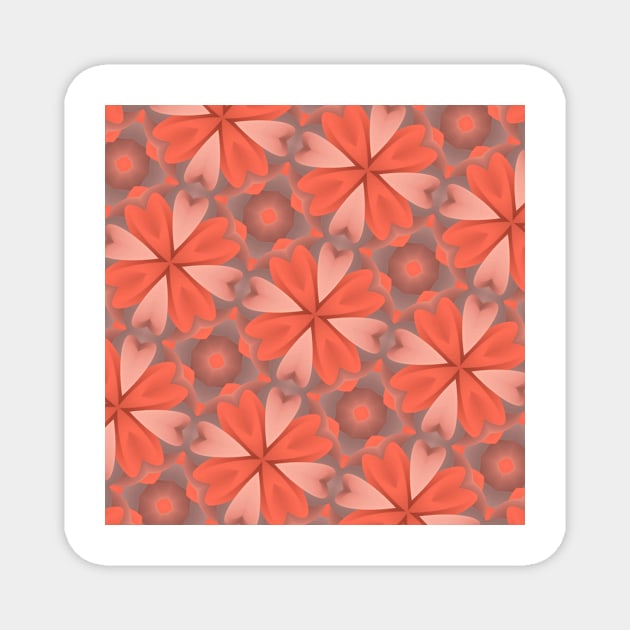 Red and grey floral pattern design Magnet by HappyHome