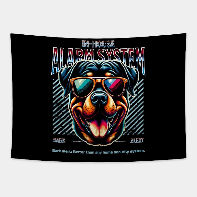 Bark Alert Rottweiler Dog Tapestry by Miami Neon Designs