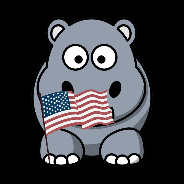 Hippopotamus with American flag design by FromottaDesignz