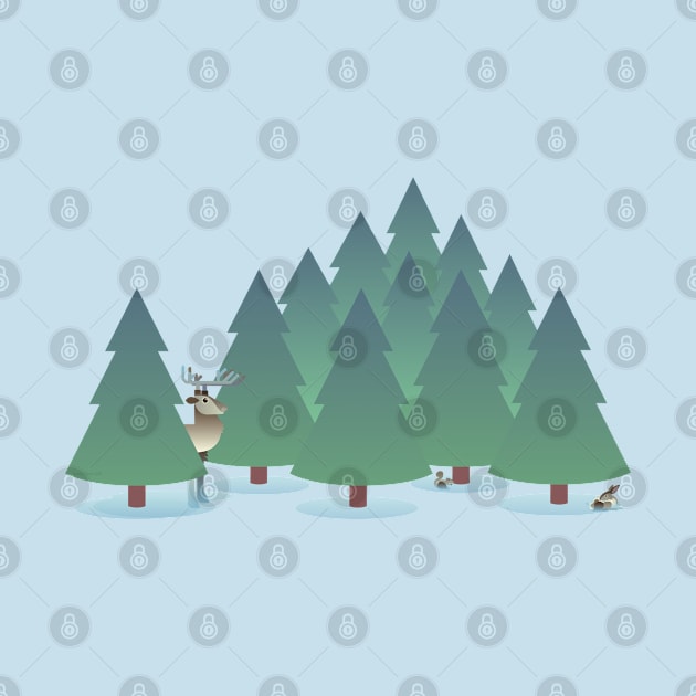 Evergreen Forest with Animals Design by DanielLiamGill