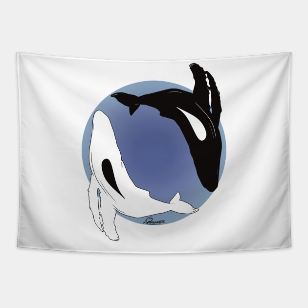 Yin Yang Whales Tapestry by Orianartistic