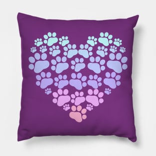 Pastel Paw Heart Pillow