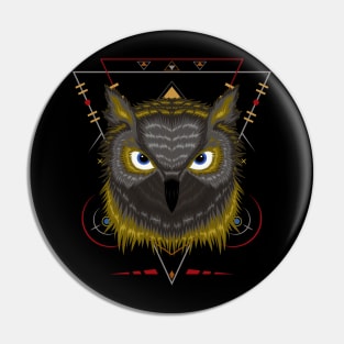 Owl Illustration with sacred symbol Pin