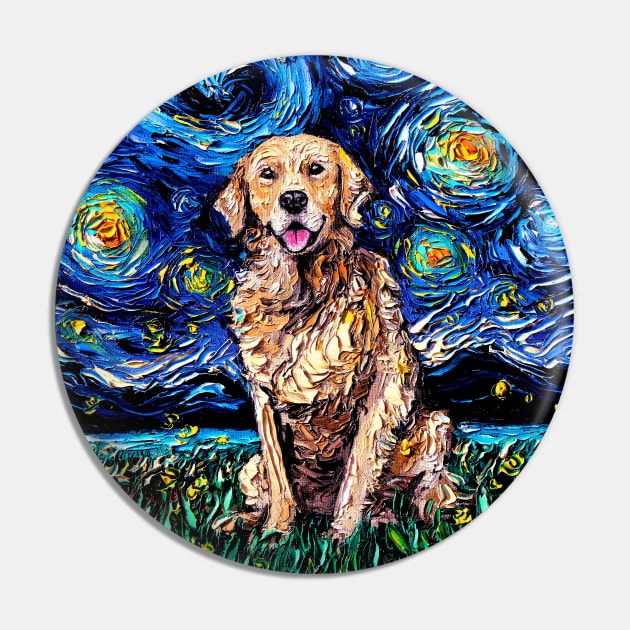 Golden Retriever Night Pin by sagittariusgallery