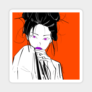 asian girl geisha anime style ecopop art Magnet