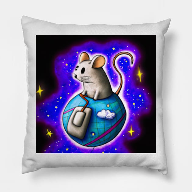 Mouse in space Pillow by SirContactIII