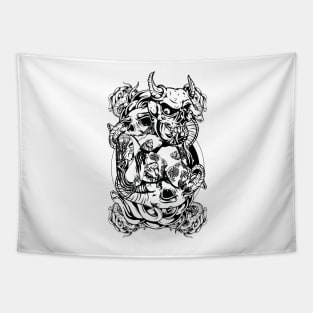 Lady Skull - black n white Tapestry