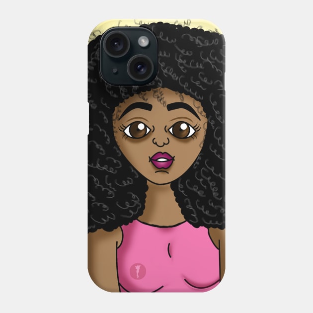 Cute black girl digital art Phone Case by Spinkly Creations 