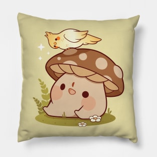 Bird and mushroom friends Pillow