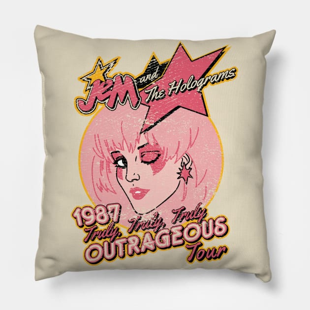 Jem and The Holograms Tour - Distressed Pillow by Nazonian