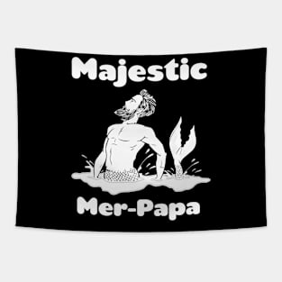 Majestic Mer-Papa Funny Mermaid Tapestry