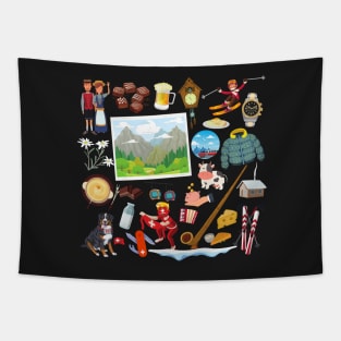 Switzerland Travel Icon Tapestry