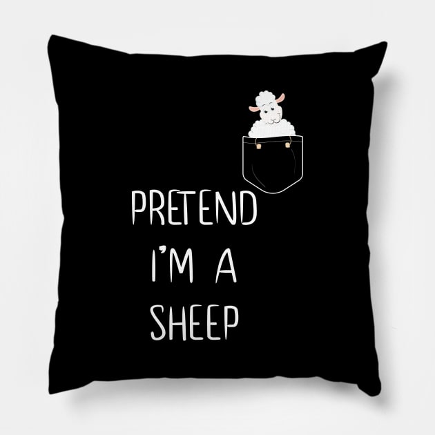 Pretend I'm A Sheep Funny Lazy Simple Halloween Costume Pillow by MaryMary