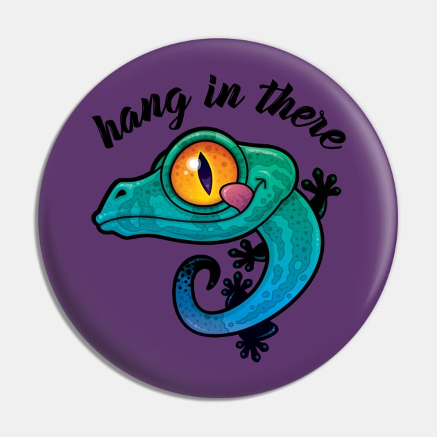 Hang In There Colorful Gecko Pin by fizzgig