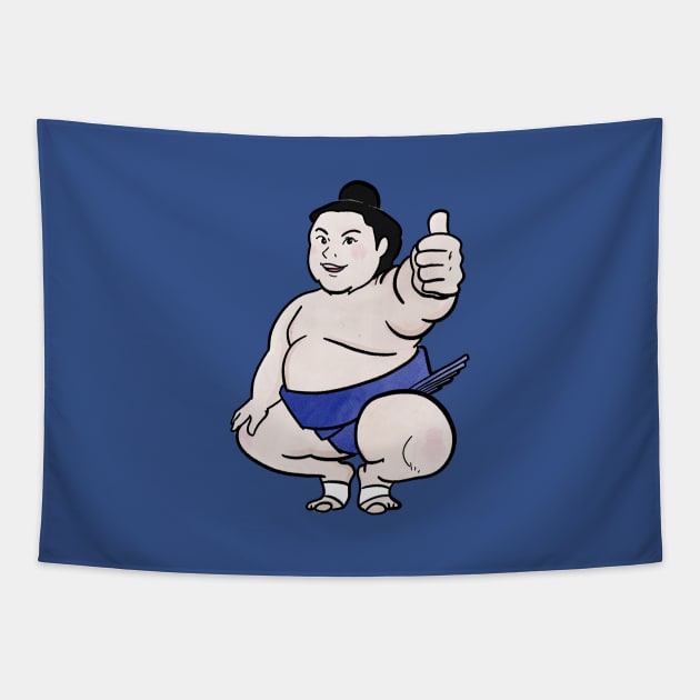 Sumo Wrestler Tobizaru Tapestry by kaeru