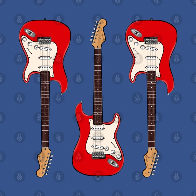 Triple Fiesta Red Stratocaster by saintchristopher