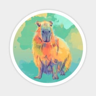 Colorful Capybara, Digital Illustration Magnet