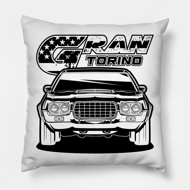 Gran Torino (Black Print) Pillow by WINdesign