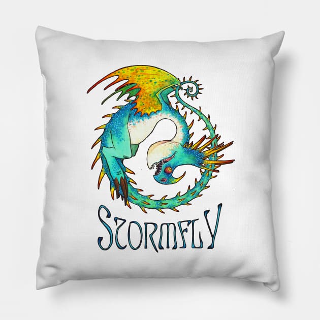 Stormfly the Deathly Nadder painting Pillow by charamath