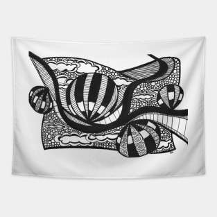 Illustration black and white handmade hot air balloons patterns Tapestry