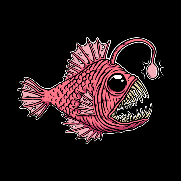 Gnarly Angler Fish Illustration // Ugly Anglerfish // Deep Sea Fish by SLAG_Creative