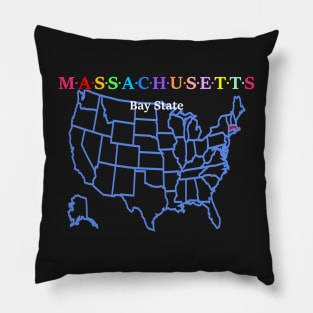 Massachusetts, USA. Bay State. With Map. Pillow