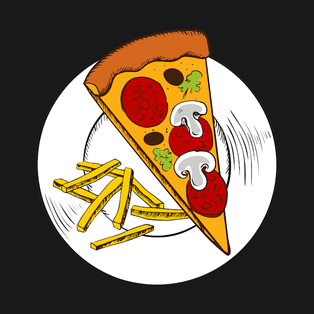 Sketched Pizza and Fries by InkyArt