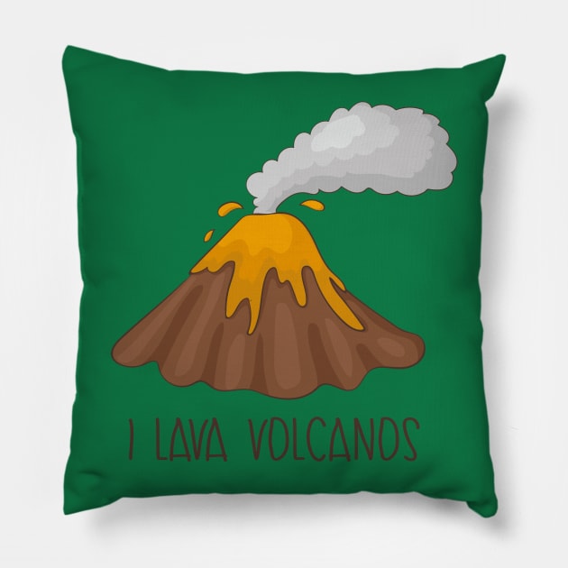 I Lava Volcanoes - Cute Volcano Gift Pillow by Dreamy Panda Designs