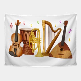 Music Instruments Illustration Tapestry