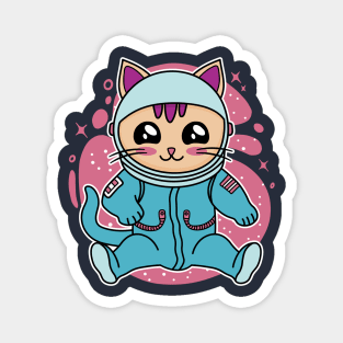 Astronaut Cat Kawaii Anime Kitten Wearing Space Suit Magnet