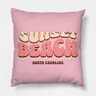 Sunset Beach, North Carolina Retro Bubble Text Pillow