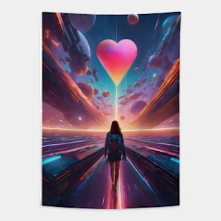 Space girl on valentine's day Tapestry