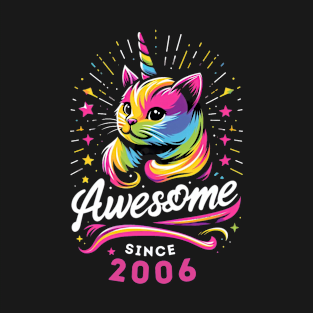 Cat unicorn awesome since 2006 17th birthday for boys girls T-Shirt