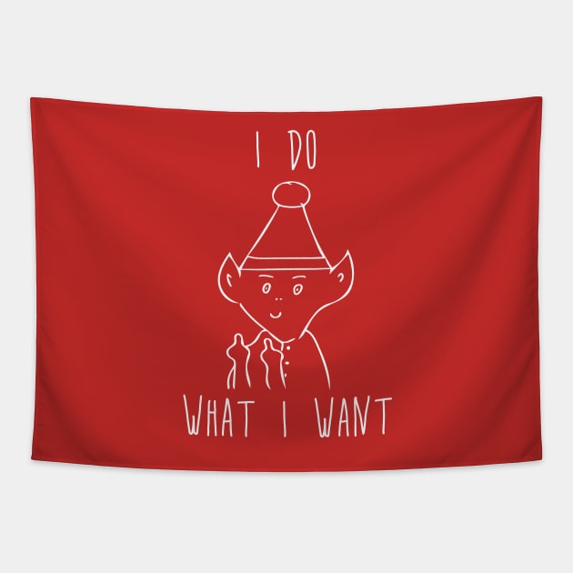 I Do What I Want - Santa's Elf Flipping the Bird Middle Finger Tapestry by joshp214