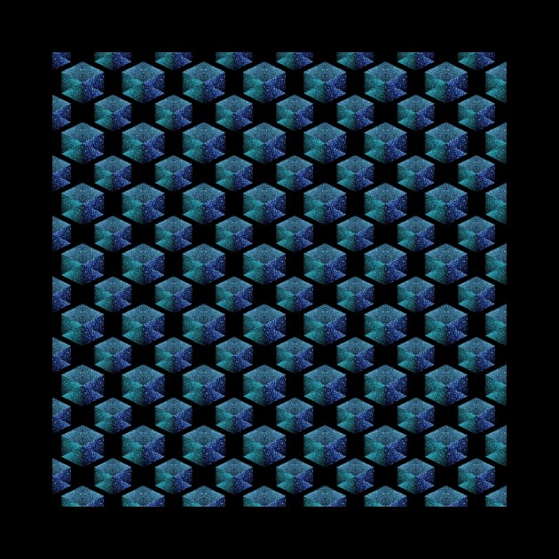 Aqua blue sparkles diamond geometric pattern on black by PLdesign