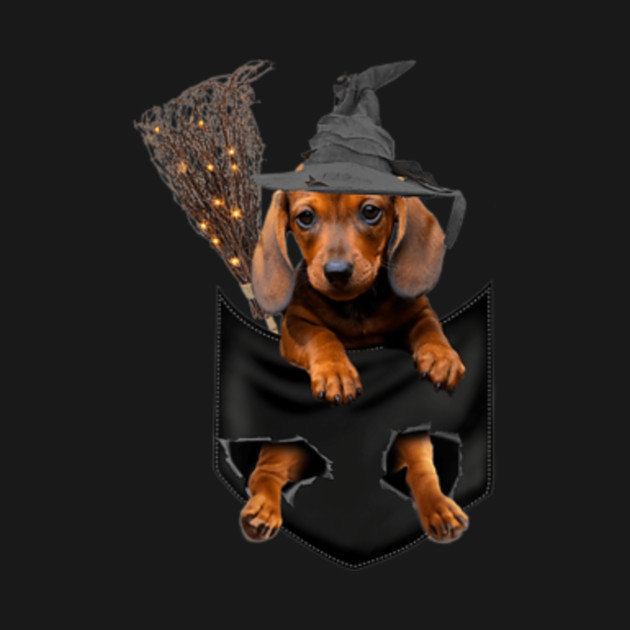 Dachshund Inside Pocket T Shirt Black Cotton Men Made in USA