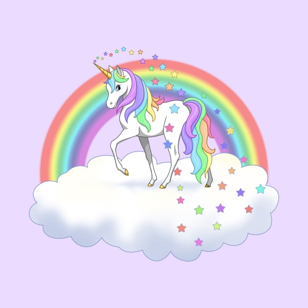 Pretty Rainbow Unicorn and Stars by csforest