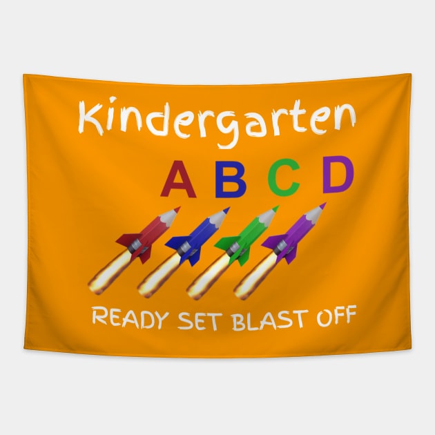 Kindergarten Ready Set Blast Off Kindergarten Students and Teachers Tapestry by screamingfool