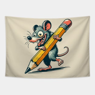 Crazy rat with a pencil Tapestry