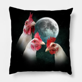 Three Chicken Moon Pillow