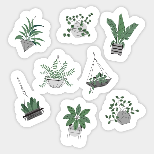 Simple Green Plant Drawing - Plant Drawing - Sticker