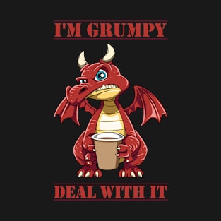 Funny Grumpy Dragon Coffee Lover Hate Morning Fantasy Animal T-Shirt