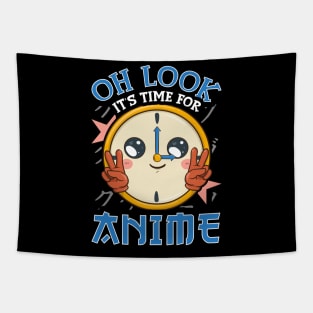 Funny Oh Look It's Time For Anime Kawaii Clock Tapestry