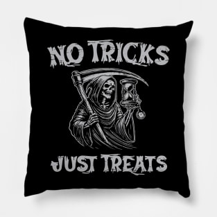 No Tricks Just Treats – Funny Grim Reaper Halloween Pillow