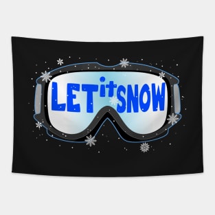 Let It Snow Skiing Boarding Goggles Tapestry